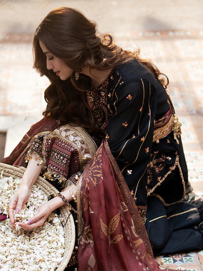 Salitex | Signature Festive Chiffon | SUNW6NO025UT Custom Size Black Khaddi Net