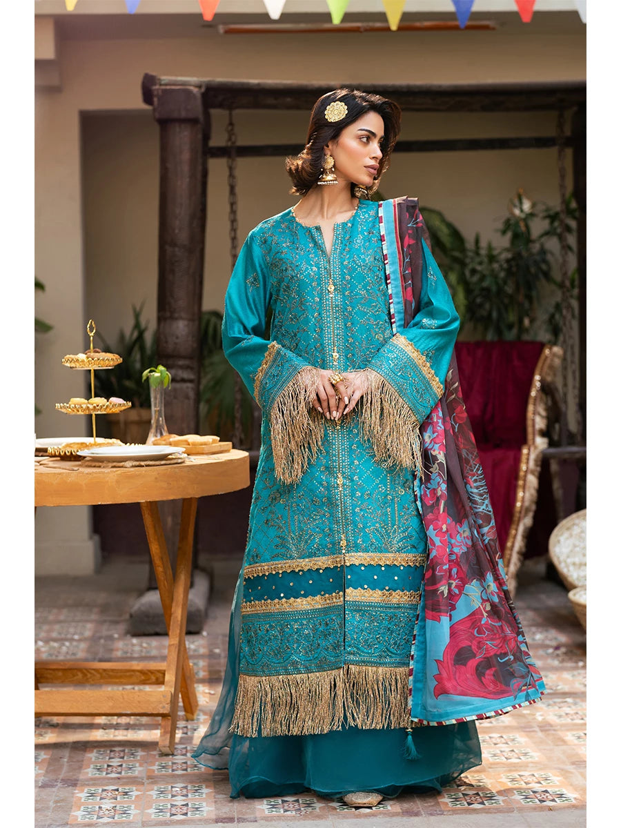 Salitex | Signature Festive Chiffon | SUNW6NO034UT XS Teal Blue Cotton Net