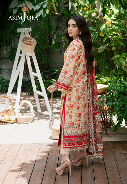 Asim Jofa | Prints Drop 2 | AJUUB-31 S Cream Lawn