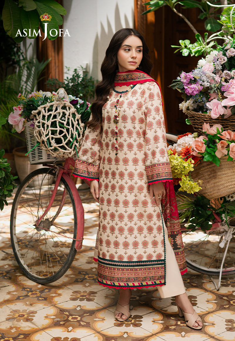Asim Jofa | Prints Drop 2 | AJUUB-39 Custom Size Ivory Lawn