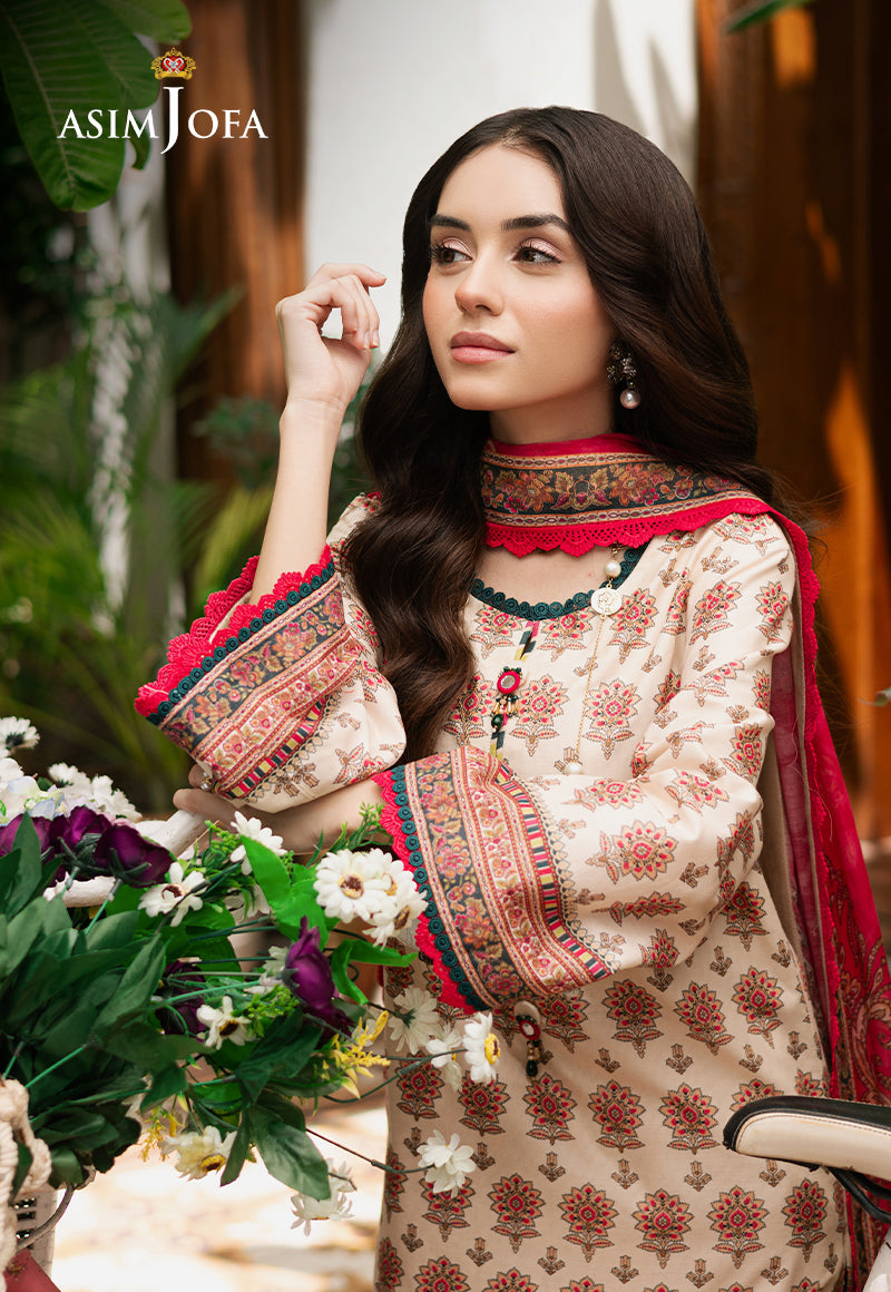 Asim Jofa | Prints Drop 2 | AJUUB-39 XL Ivory Lawn