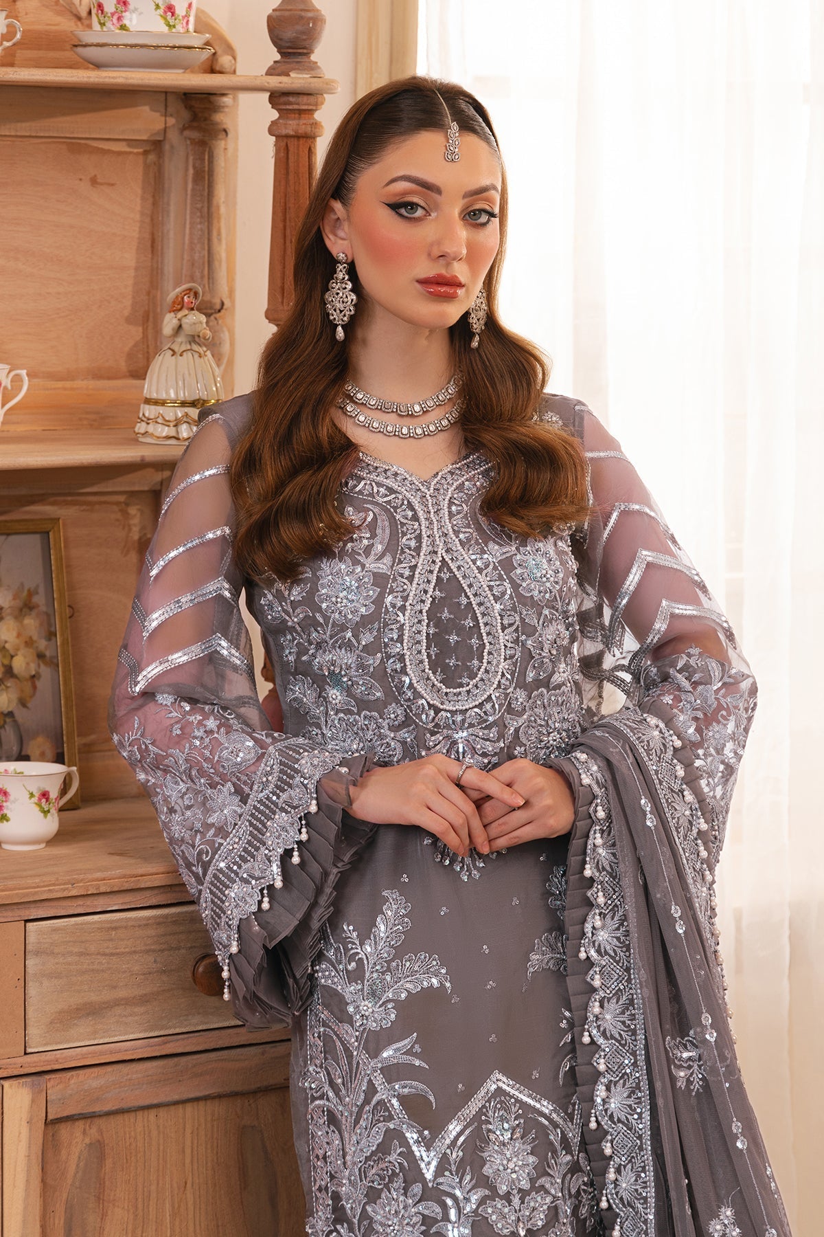 Raeesa Premium | Ada Premium Collection | HU - 45 Mara XL Gray Organza