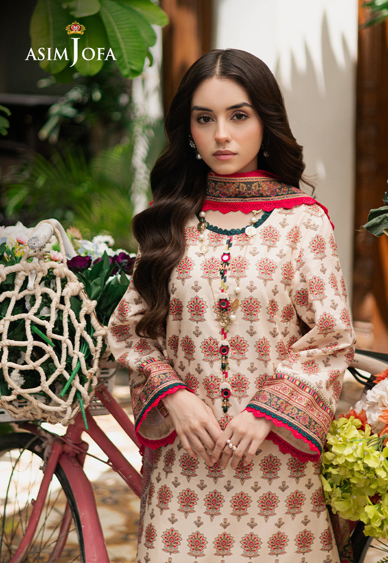 Asim Jofa | Prints Drop 2 | AJUUB-39 L Ivory Lawn