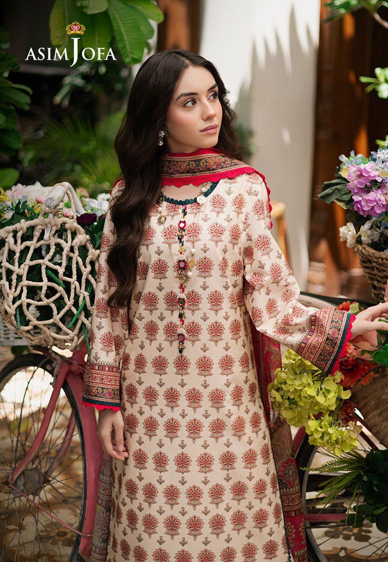 Asim Jofa | Prints Drop 2 | AJUUB-39 M Ivory Lawn