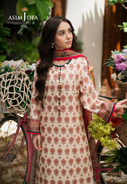 Asim Jofa | Prints Drop 2 | AJUUB-39 M Ivory Lawn