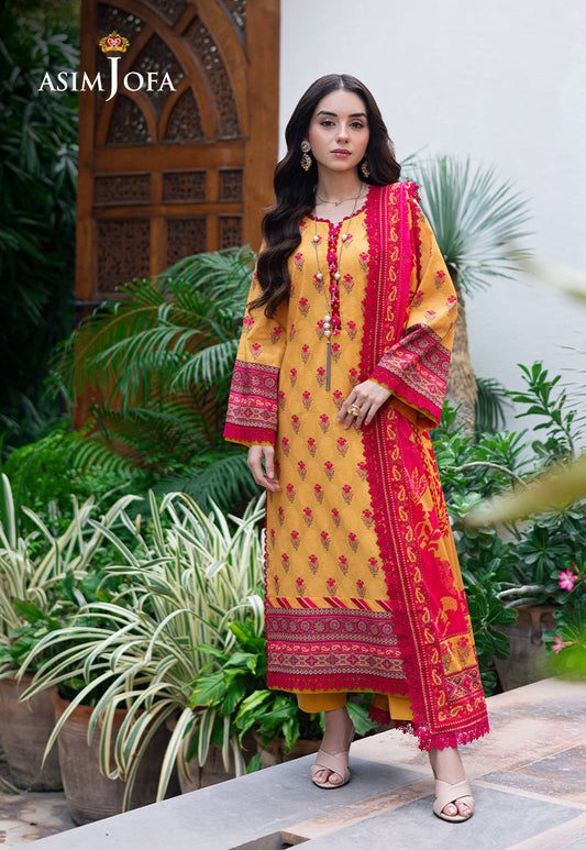 Asim Jofa | Prints Drop 2 | AJUUB-36 XS Lawn Mustard Yellow