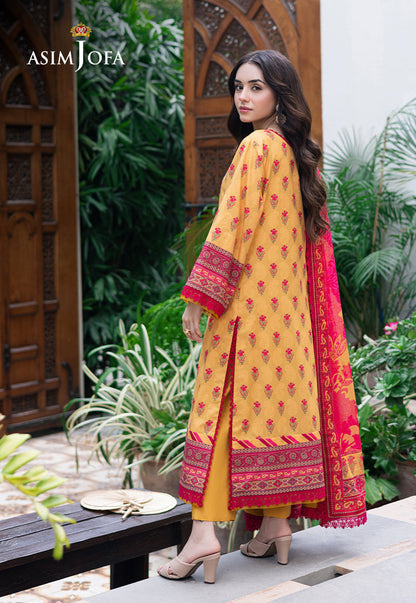 Asim Jofa | Prints Drop 2 | AJUUB-36 S Lawn Mustard Yellow