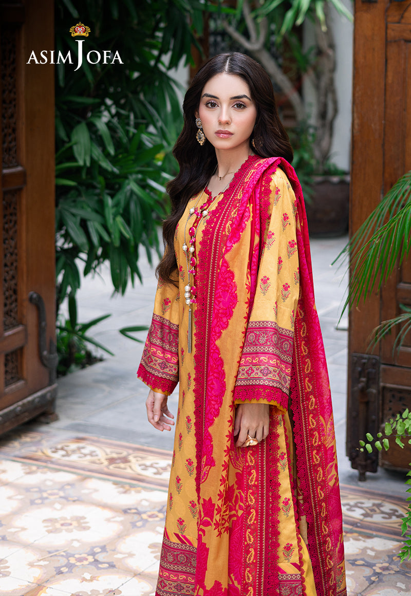 Asim Jofa | Prints Drop 2 | AJUUB-36 L Lawn Mustard Yellow