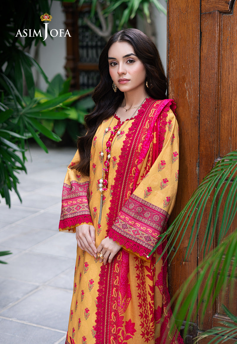 Asim Jofa | Prints Drop 2 | AJUUB-36 M Lawn Mustard Yellow