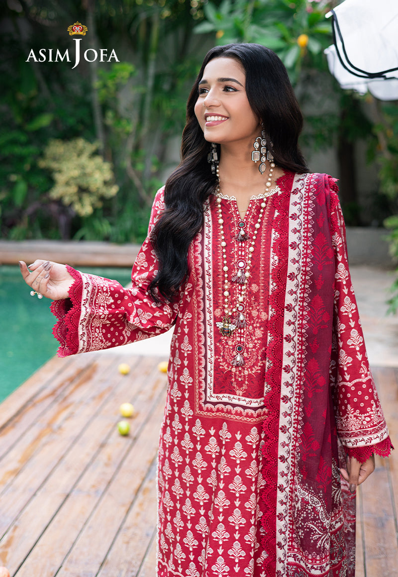 Asim Jofa | Prints Drop 2 | AJUUB-32 S Haute Red Lawn