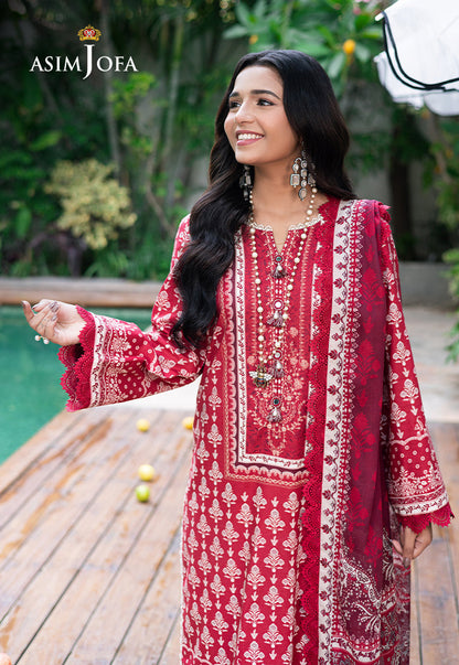 Asim Jofa | Prints Drop 2 | AJUUB-32 S Haute Red Lawn