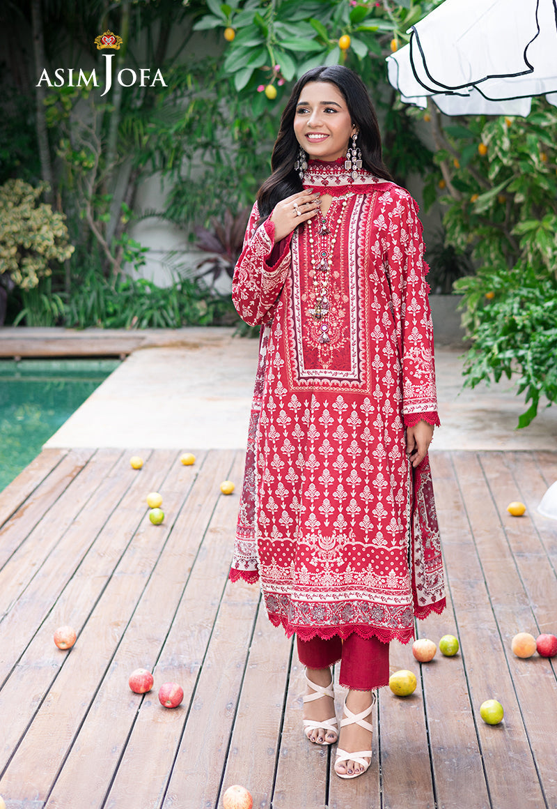 Asim Jofa | Prints Drop 2 | AJUUB-32 L Haute Red Lawn