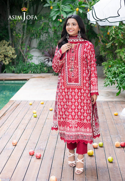Asim Jofa | Prints Drop 2 | AJUUB-32 L Haute Red Lawn