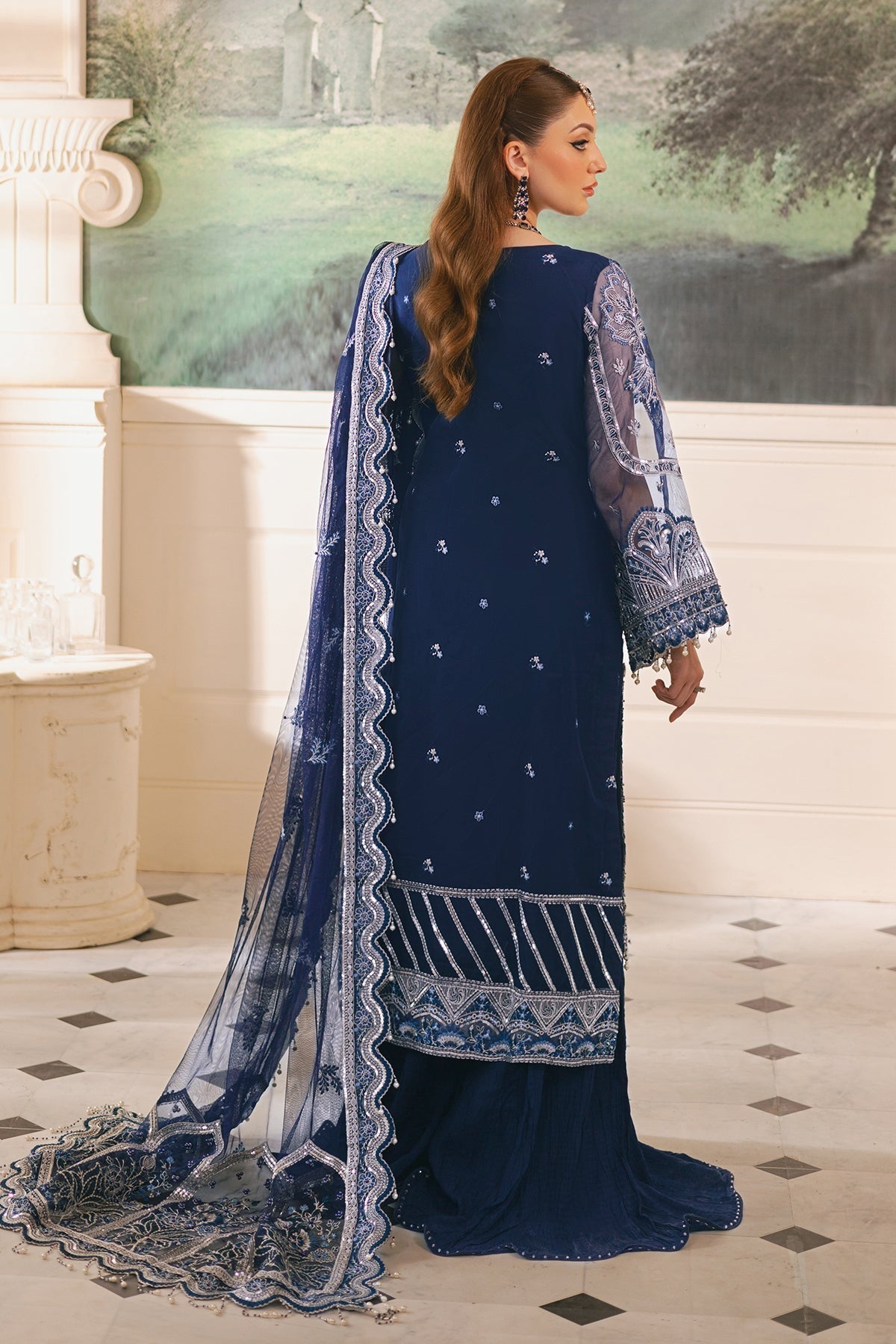 Raeesa Premium | Ada Premium Collection | HU - 48 Meeri S Navy Blue Organza