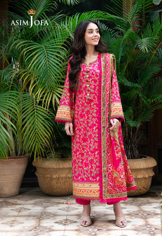 Asim Jofa | Prints Drop 2 | AJUUB-24 XS Hot Pink Lawn