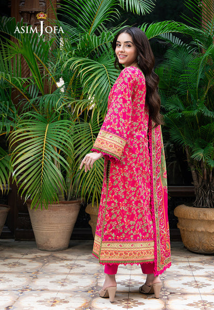 Asim Jofa | Prints Drop 2 | AJUUB-24 S Hot Pink Lawn