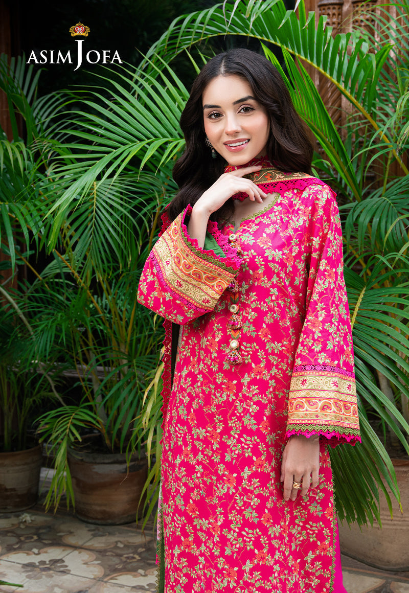 Asim Jofa | Prints Drop 2 | AJUUB-24 M Hot Pink Lawn