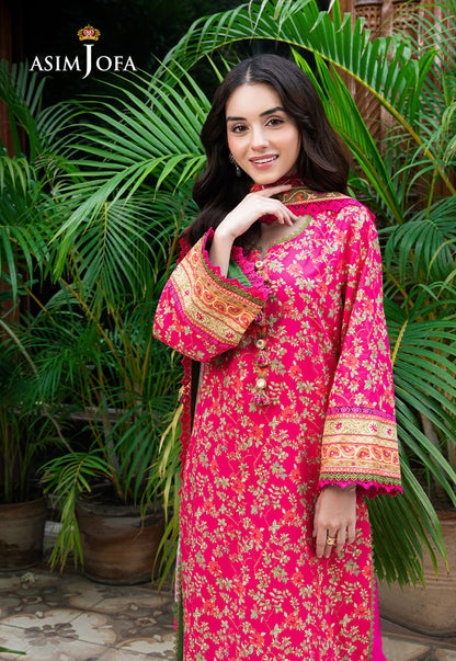 Asim Jofa | Prints Drop 2 | AJUUB-24 M Hot Pink Lawn