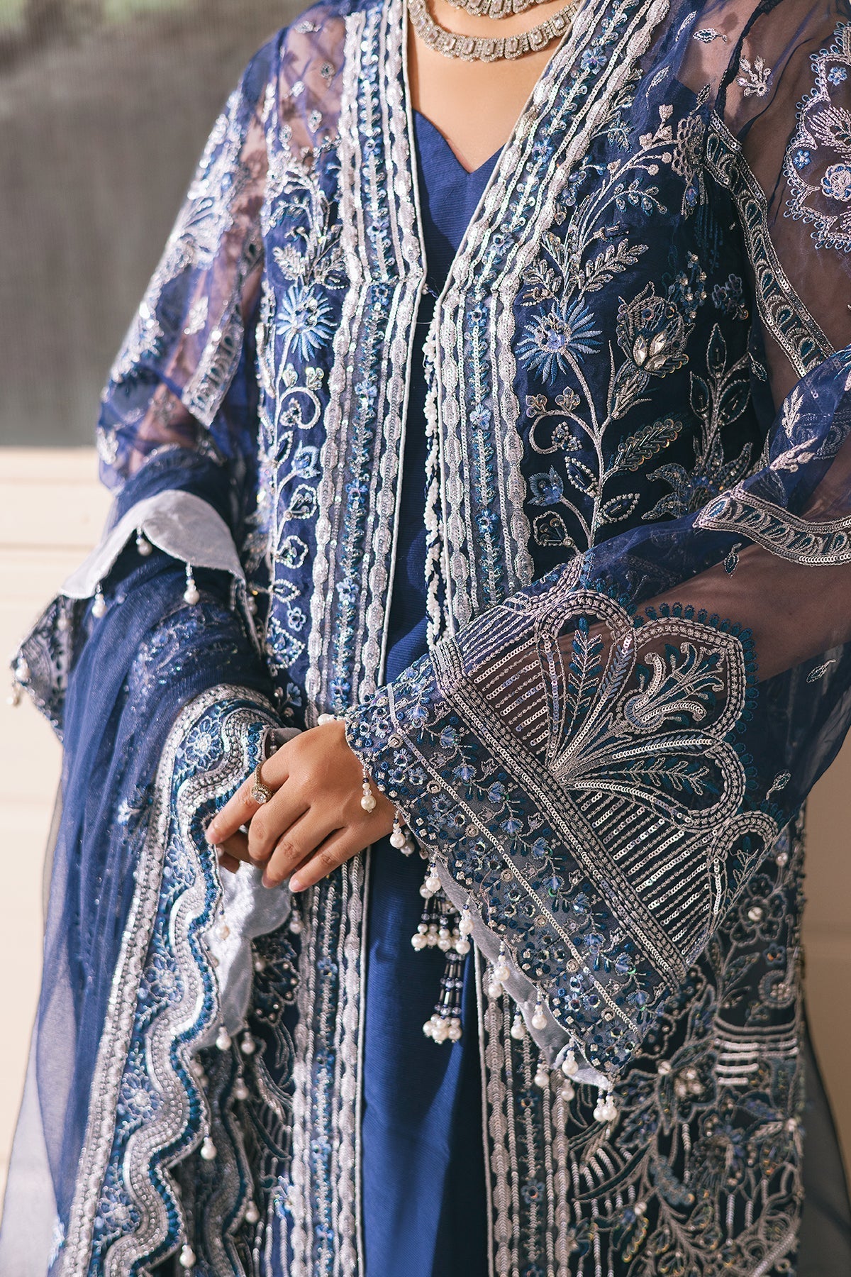 Raeesa Premium | Ada Premium Collection | HU - 48 Meeri M Navy Blue Organza