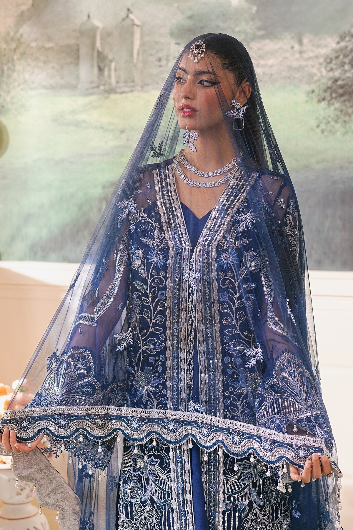 Raeesa Premium | Ada Premium Collection | HU - 48 Meeri XL Navy Blue Organza