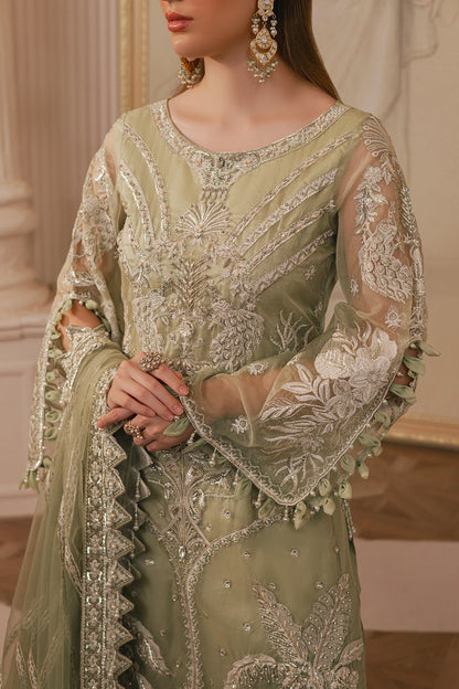 Raeesa Premium | Ada Premium Collection | HU - 41 Haya M Tea Green Organza