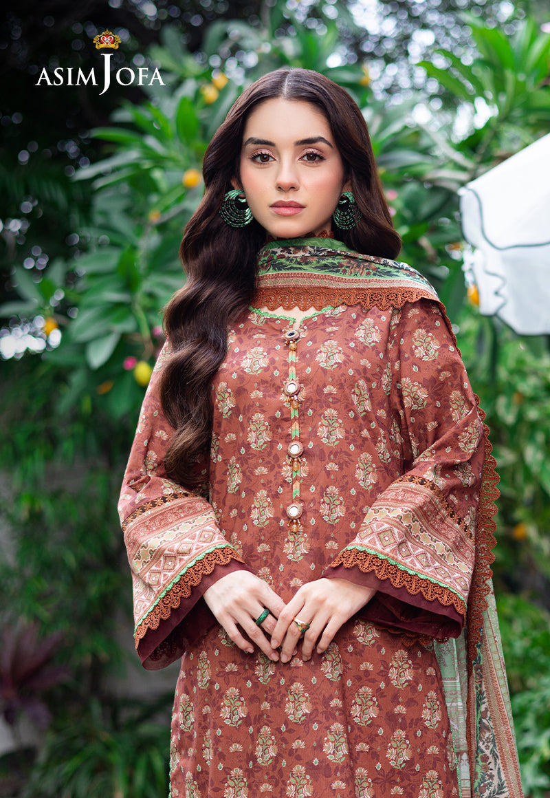 Asim Jofa | Prints Drop 2 | AJUUB-25 M Coral Red Lawn
