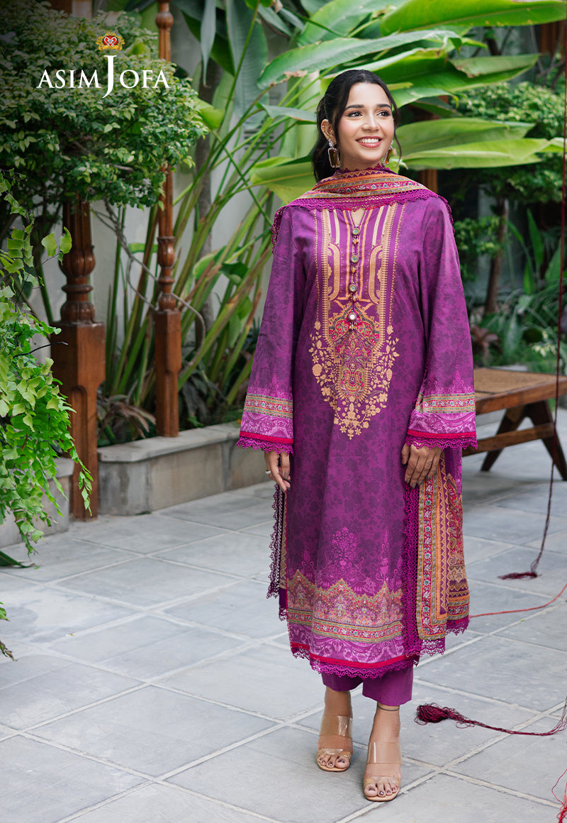 Asim Jofa | Prints Drop 2 |AJUUB-30 L Purple Lawn