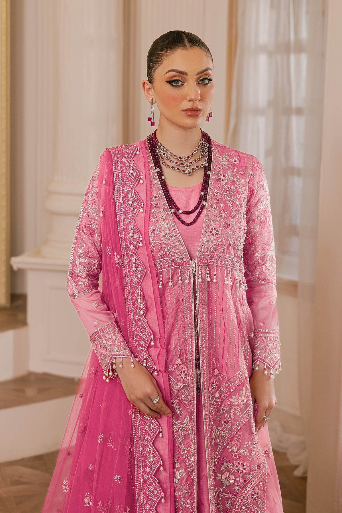 Raeesa Premium | Ada Premium Collection | HU - 44 Rosella M Rose Pink Organza