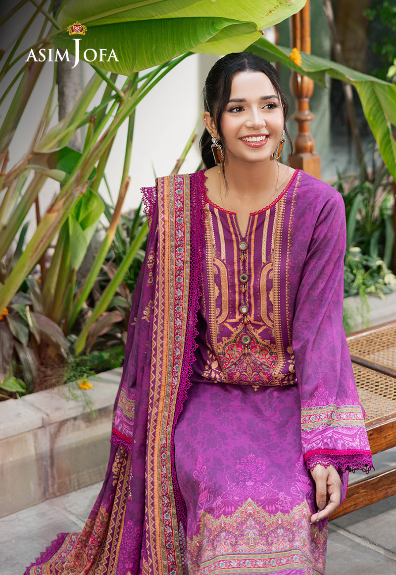 Asim Jofa | Prints Drop 2 |AJUUB-30 Custom Size Purple Lawn