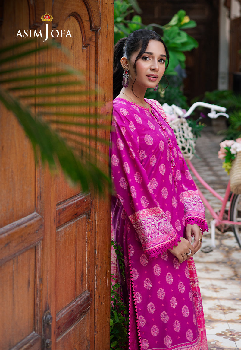 Asim Jofa | Prints Drop 2 | AJUUB-33 Custom Size Neon Pink Arabic Lawn