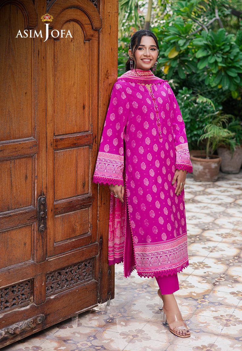 Asim Jofa | Prints Drop 2 | AJUUB-33 XL Neon Pink Arabic Lawn