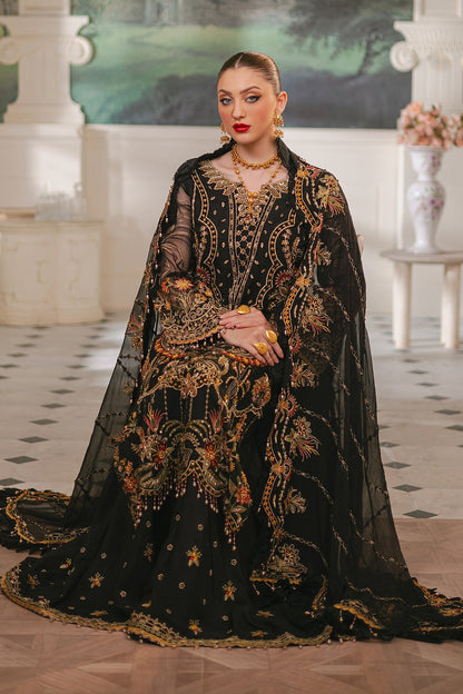 Raeesa Premium | Ada Premium Collection | HU - 46 Black Swan Custom Size Black Organza
