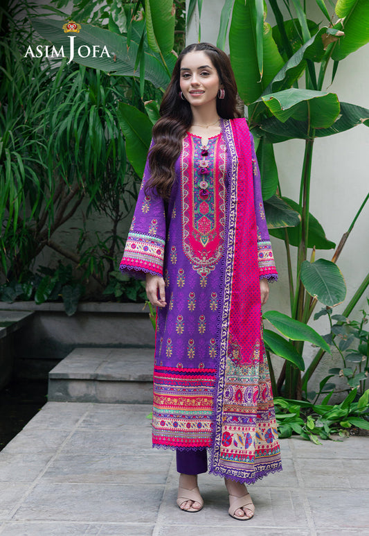 Asim Jofa | Prints Drop 2 | AJUUB-34 XS Purple Lawn