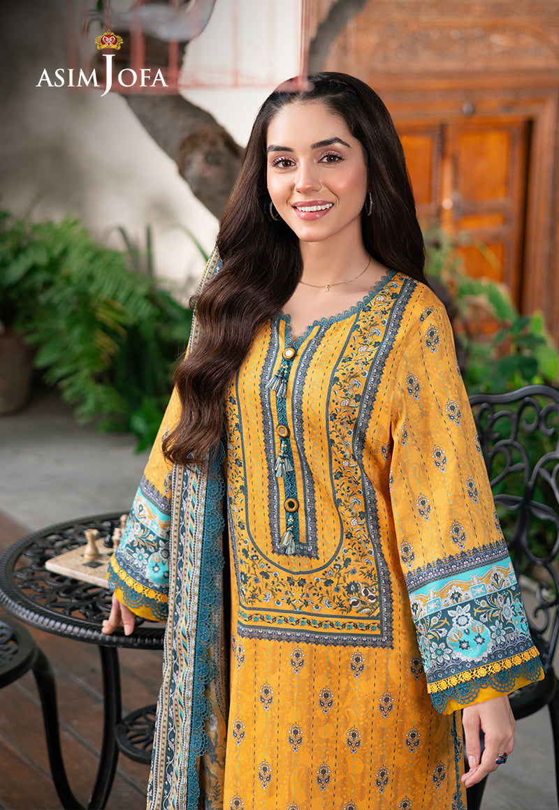 Asim Jofa | Prints Drop 2 | AJUUB-23 M Lawn Pale Yellow