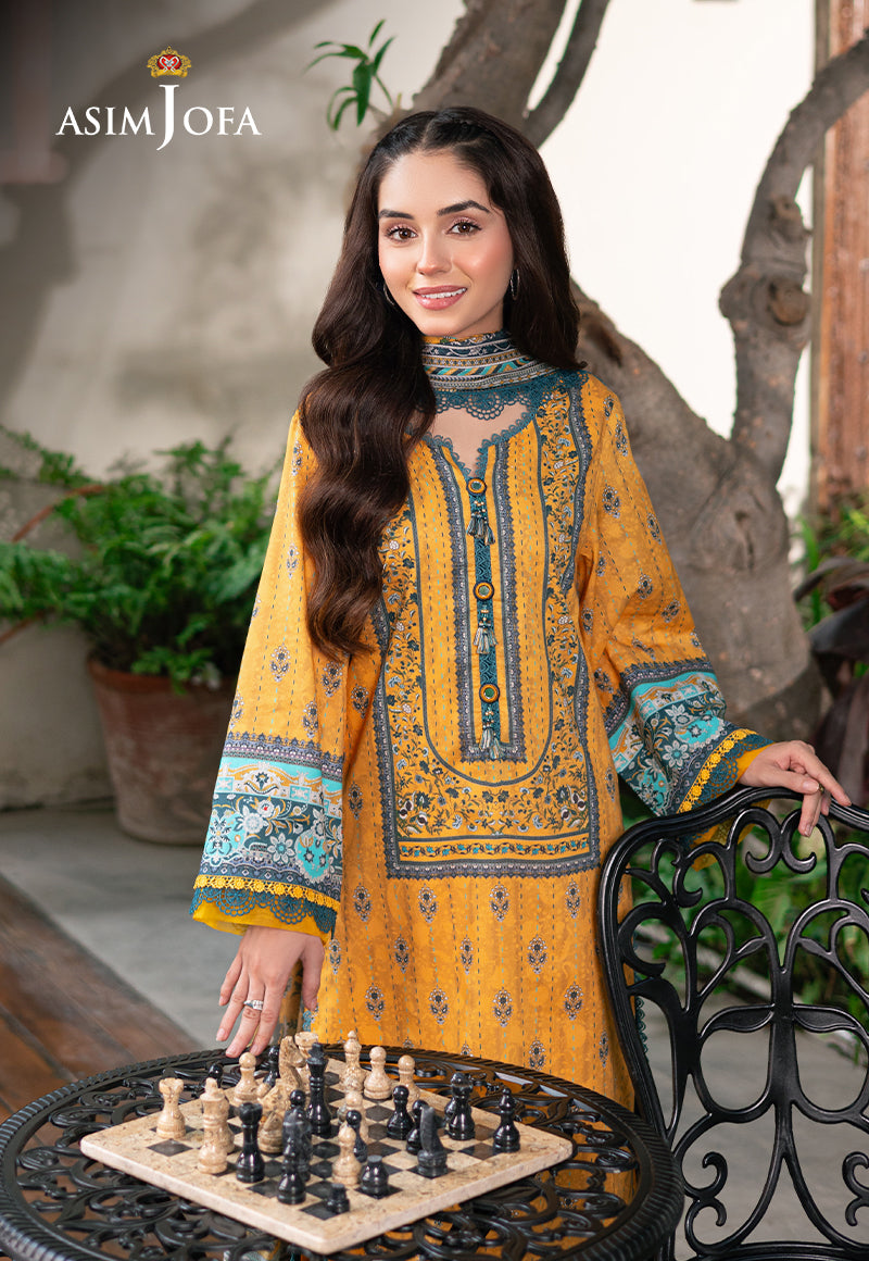 Asim Jofa | Prints Drop 2 | AJUUB-23 L Lawn Pale Yellow