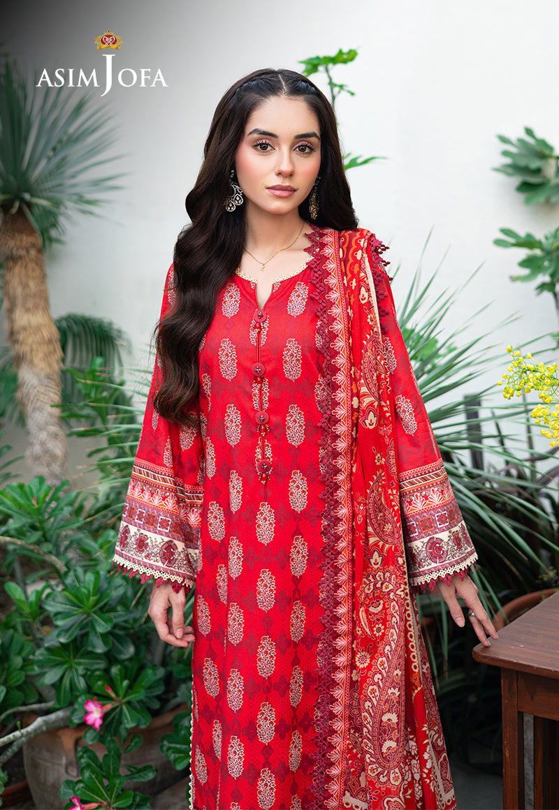 Asim Jofa | Prints Drop 2 | AJUUB-35 Custom Size pale red Lawn
