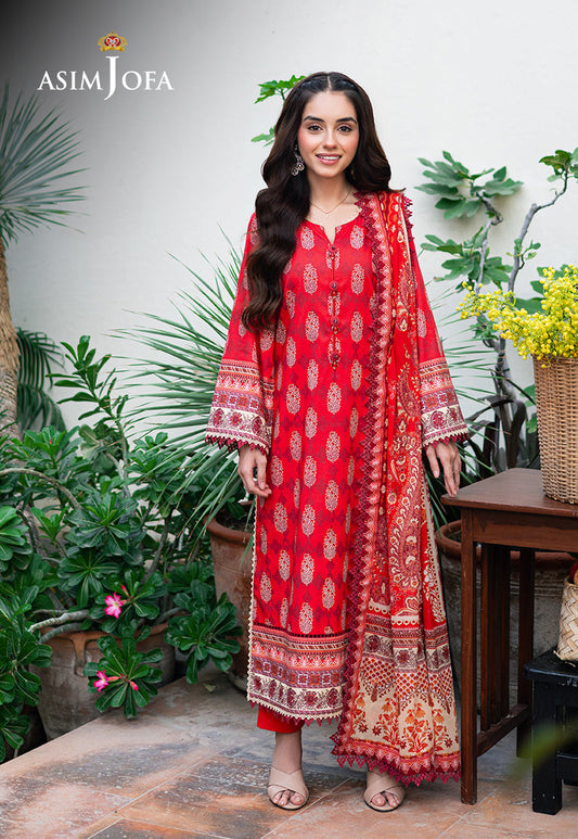 Asim Jofa | Prints Drop 2 | AJUUB-35 XS pale red Lawn