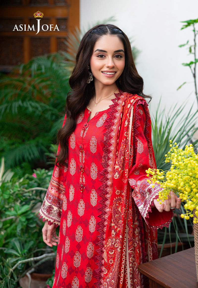 Asim Jofa | Prints Drop 2 | AJUUB-35 XL pale red Lawn