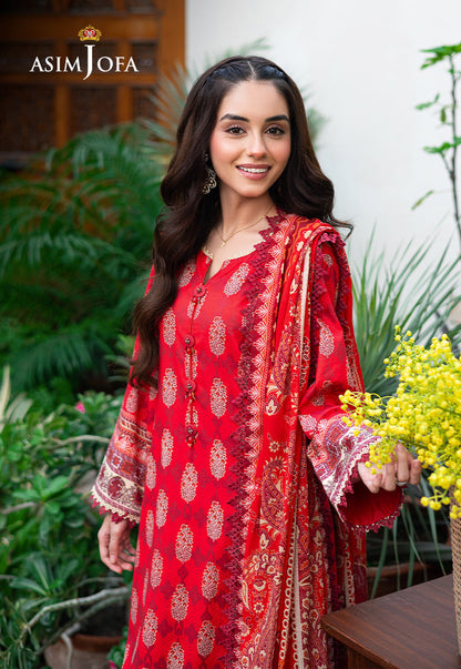 Asim Jofa | Prints Drop 2 | AJUUB-35 XL pale red Lawn
