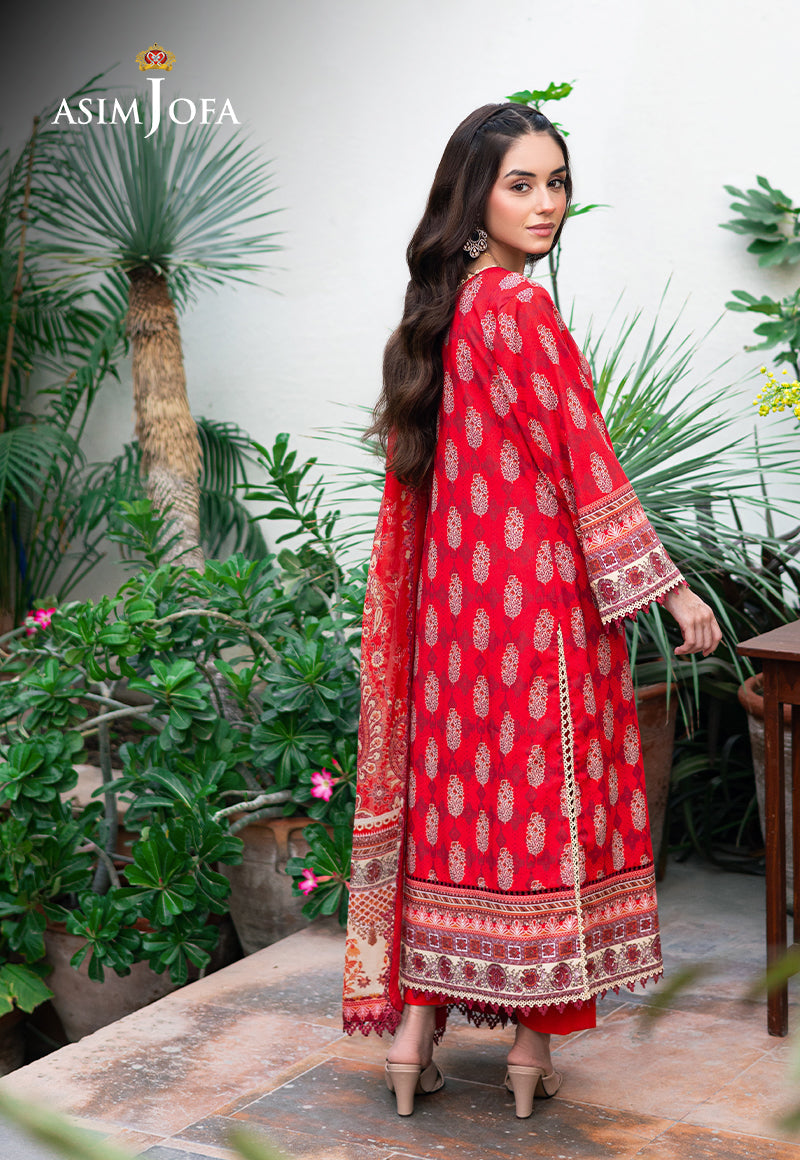 Asim Jofa | Prints Drop 2 | AJUUB-35 S pale red Lawn