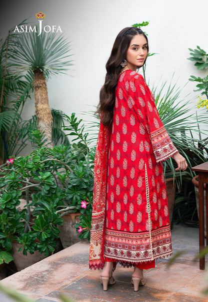 Asim Jofa | Prints Drop 2 | AJUUB-35 S pale red Lawn