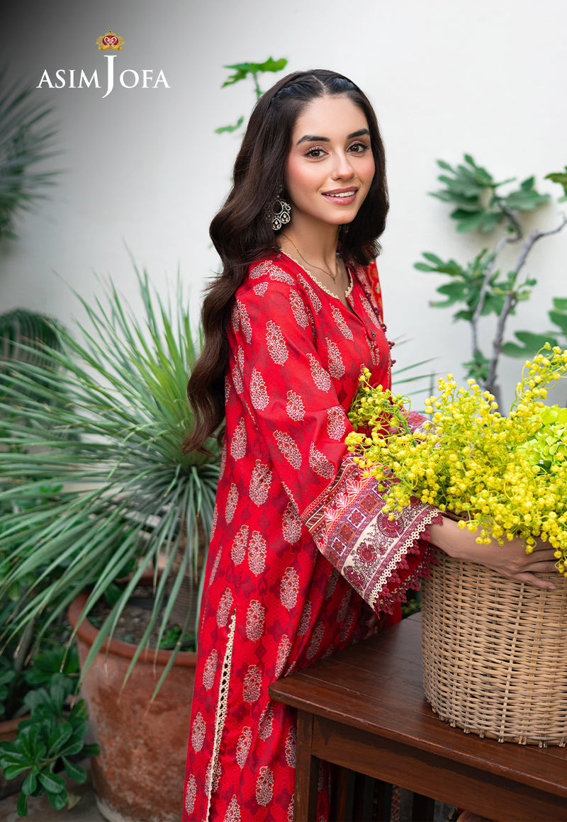 Asim Jofa | Prints Drop 2 | AJUUB-35 L pale red Lawn