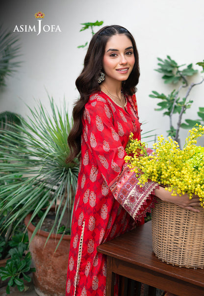 Asim Jofa | Prints Drop 2 | AJUUB-35 L pale red Lawn