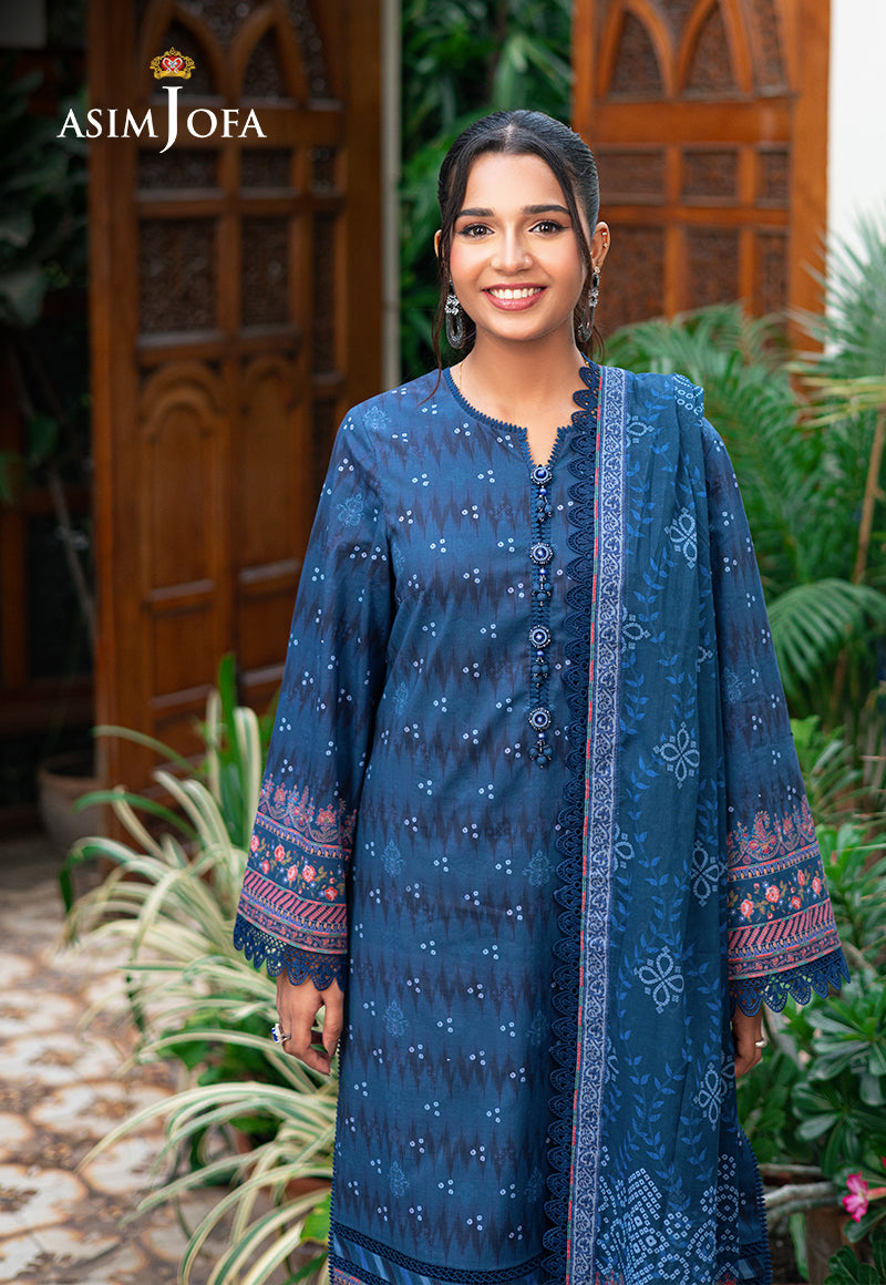 Asim Jofa | Prints Drop 2 | AJUUB-37 Custom Size Lawn Blue