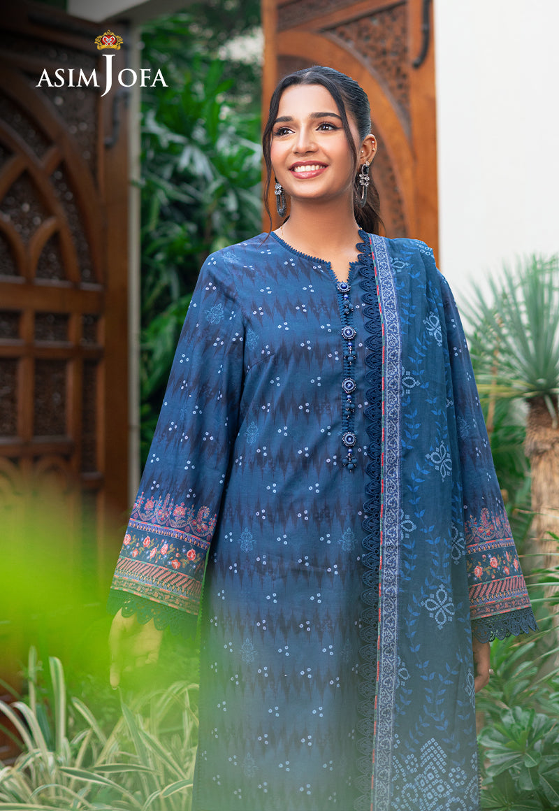 Asim Jofa | Prints Drop 2 | AJUUB-37 XL Lawn Blue