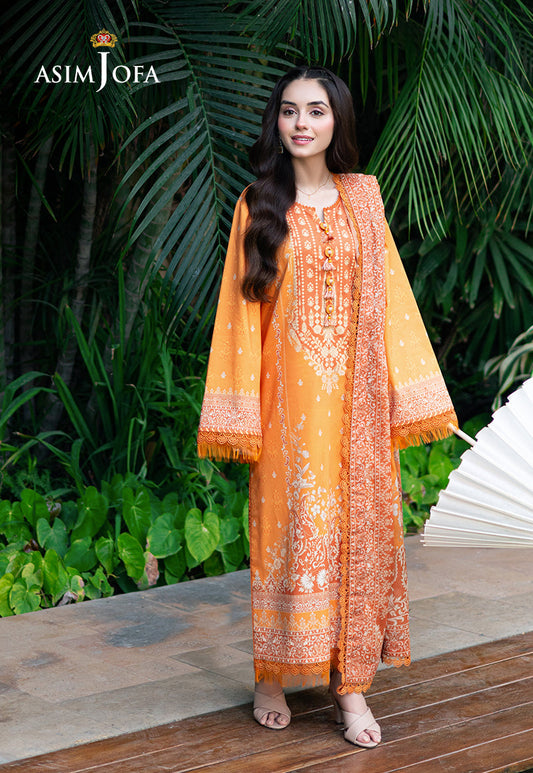 Asim Jofa | Prints Drop 2 | AJUUB-29 XS Orange Lawn