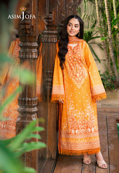 Asim Jofa | Prints Drop 2 | AJUUB-29 M Orange Lawn