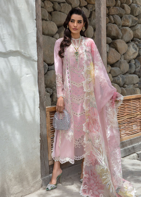 Crimson | Lawn 2024 | A Floral Mesh - Rose Pink - Pakistani Designer Dress - by Crimson | Type: Luxury - 100% Original at Saira Sultan