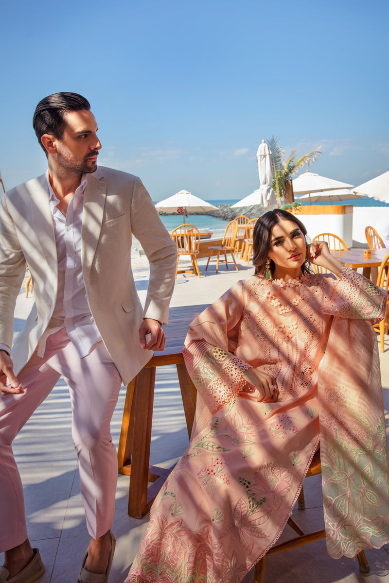 Rangrasiya | Premium Summer Lawn 25 | Bareeha Custom Size Peach Lawn