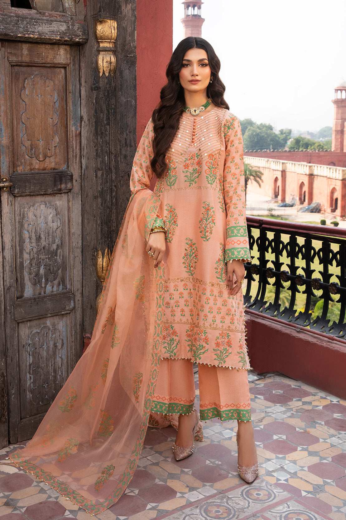 So Kamal | Wedding Festive 24 | ADAAB S Peach Raw Silk
